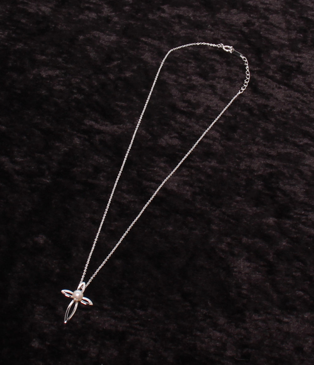 美品 TASAKI ネックレス SV パール 4.7mm クロスモチーフ レディース タサキ
