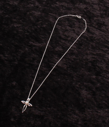 美品 TASAKI ネックレス SV パール 4.7mm クロスモチーフ レディース タサキ