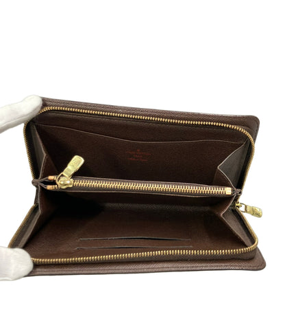 LOUIS VUITTON ラウンドファスナー長財布 PVC レザー ポルトモネジップ ダミエ エベヌ N61728 レディース ルイ・ヴィトン