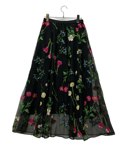 GRACE CONTINENTAL フレアスカート ボタニカルembスカート 0222121014-00 レディース SIZE 36 (S) グレースコンチネンタル