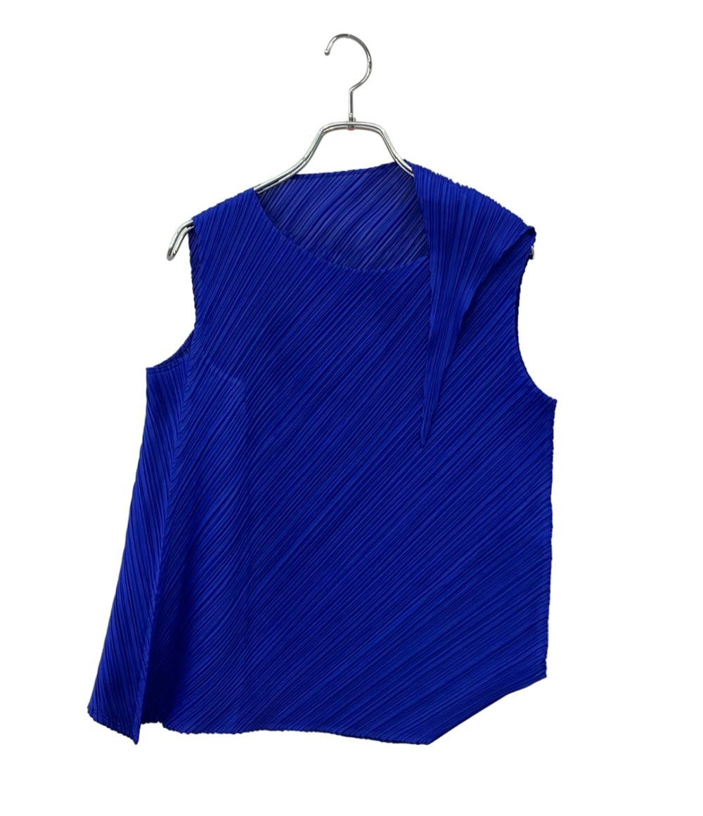 美品 PLEATS PLEASE ノースリーブシャツ アシンメトリー PP83-JK581 レディース SIZE 3 (L) プリーツプリーズ