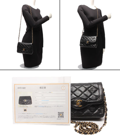 CHANEL チェーンショルダーバッグ ラムスキン 肩掛け マトラッセ レディース シャネル