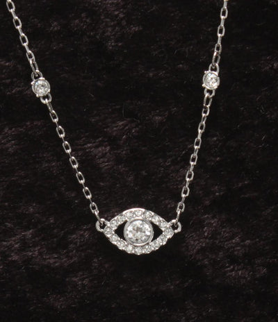 美品 SWAROVSKI ネックレス LUCKILY EVIL EYE イーブルアイモチーフ レディース スワロフスキー