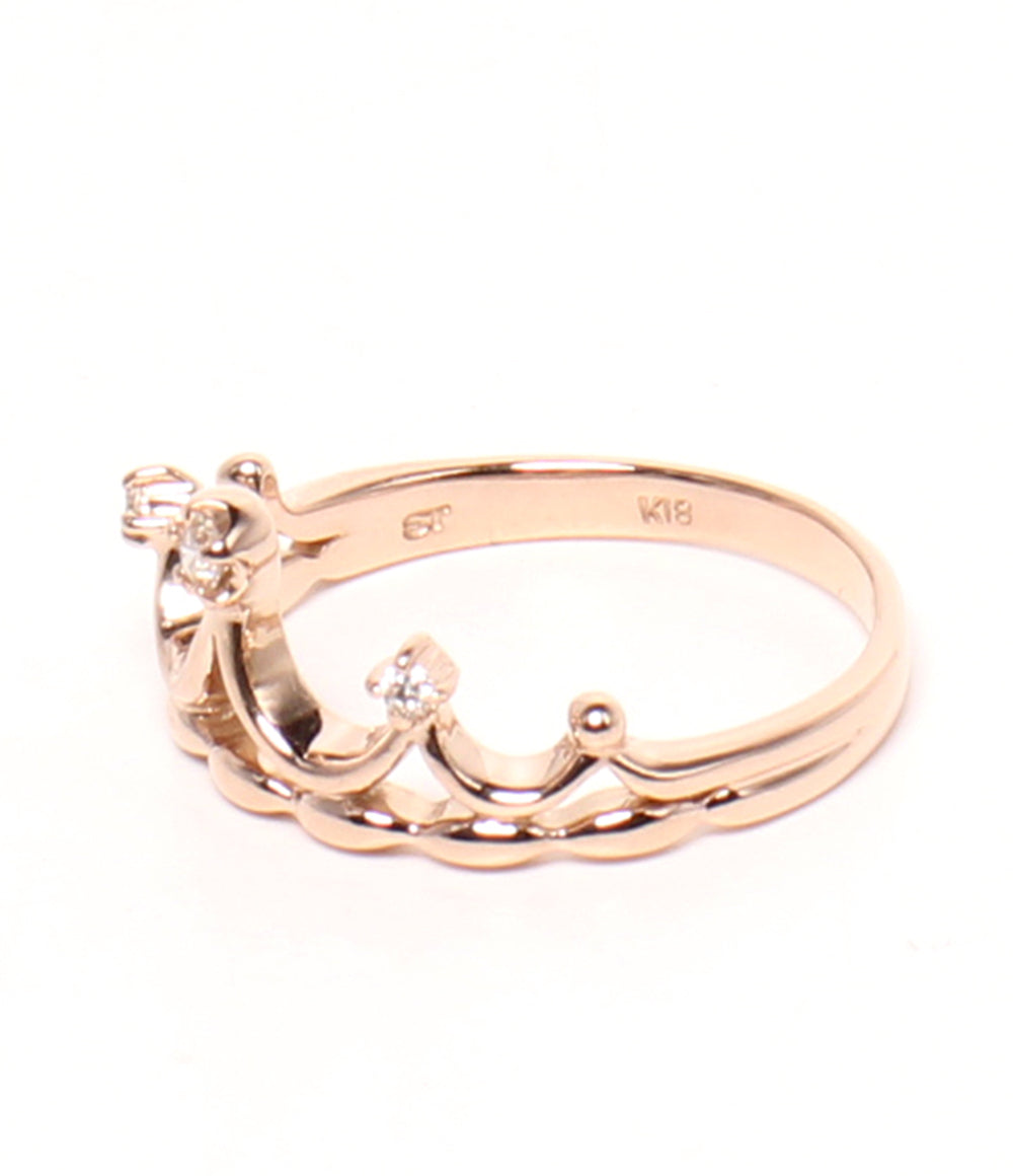 美品 Samantha Tiara リング 指輪 K18 ダイヤ 0.05ct クラウンモチーフ レディース SIZE 8号 サマンサティアラ