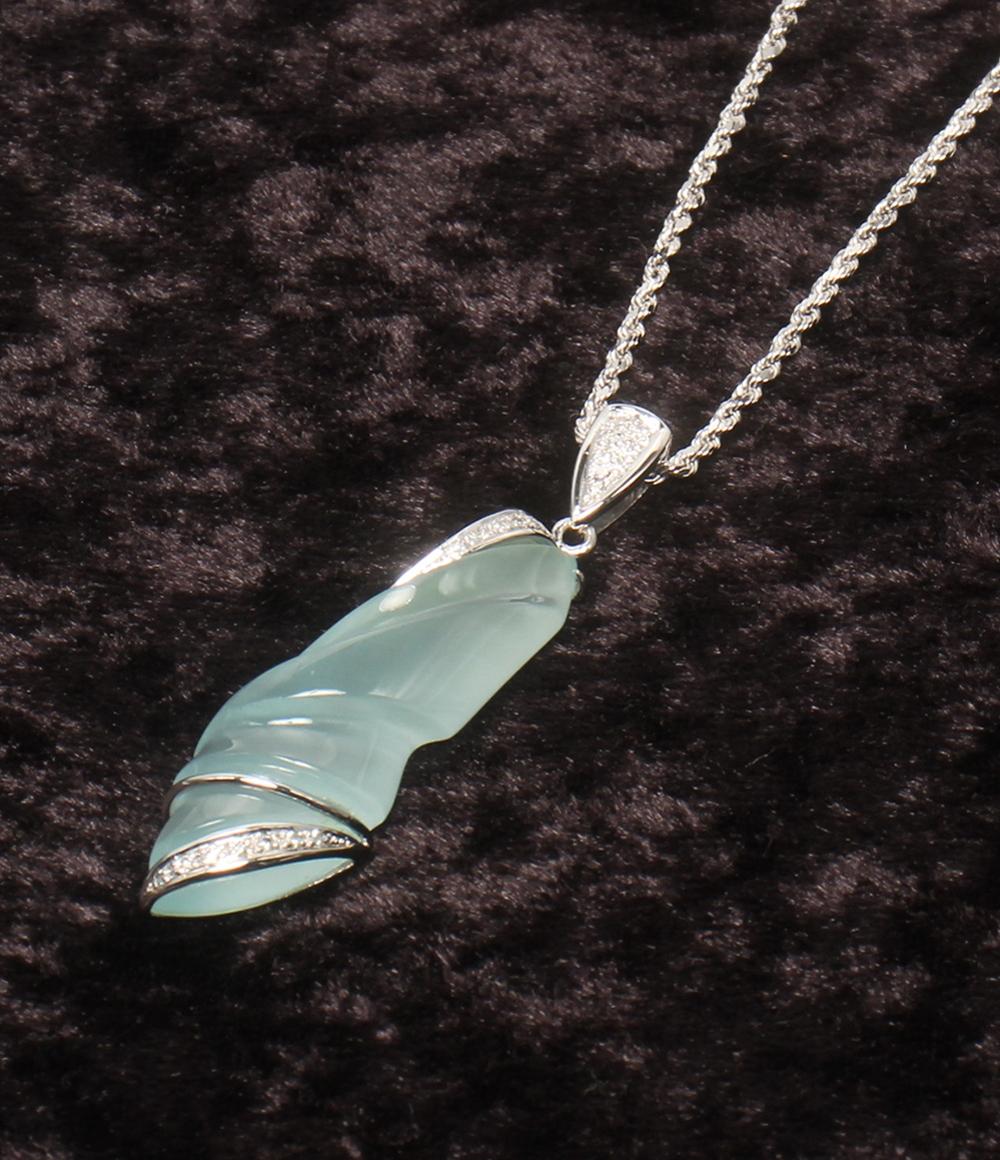 美品 ネックレス K18WG アクアマリン 34.17ct ダイヤ 0.19ct レディース