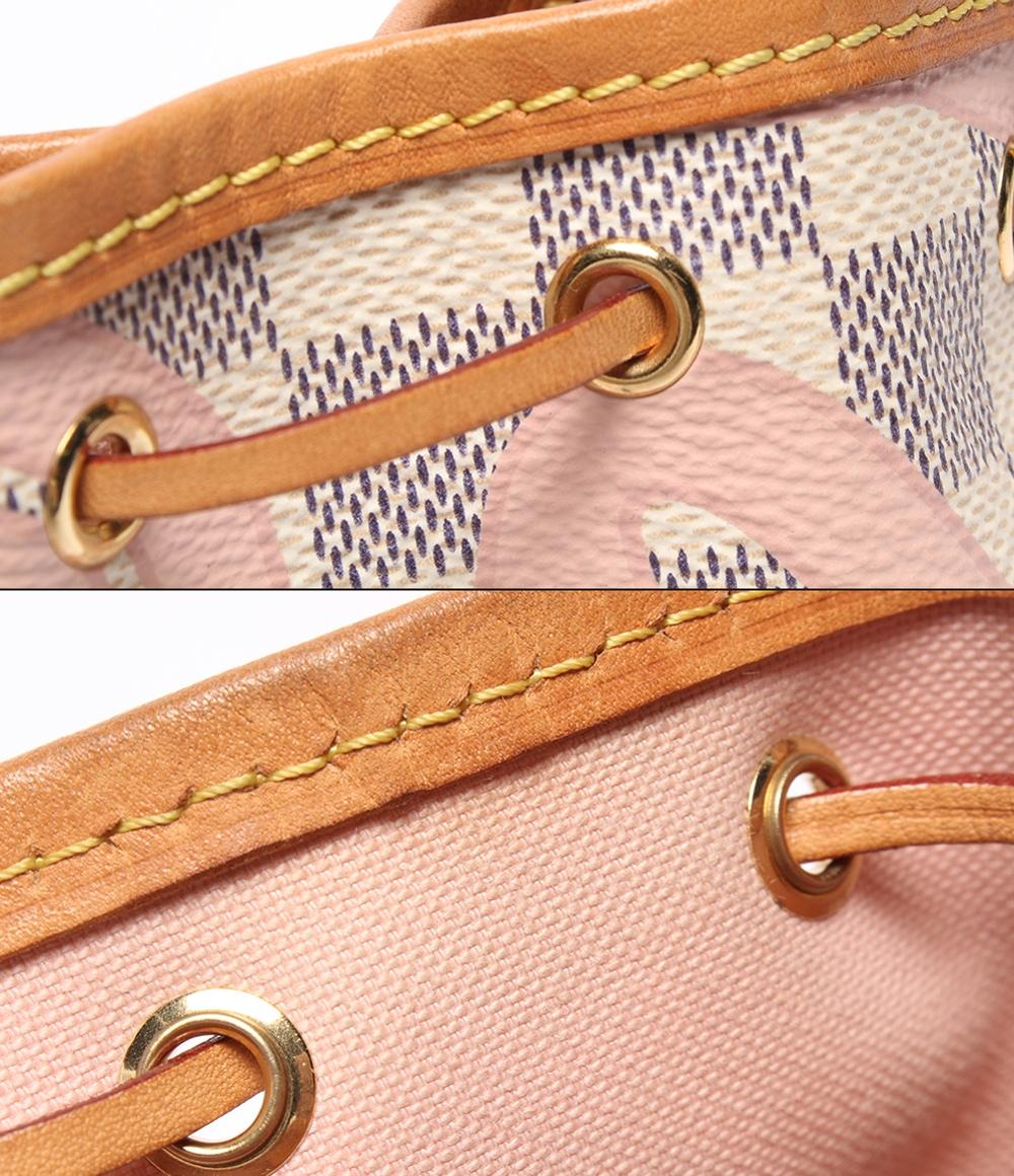 ルイヴィトン LOUIS VUITTON ショルダーバッグ ナノ ノエ ダミエアズールキャンバス ダミエアズール タヒチ ゴールド金具 白 ピンク N60052 RFID/AR2107【中古】 LOUIS VUITTON ショルダーバッグ 斜め掛け ナノ ノエ ダミエ アズール