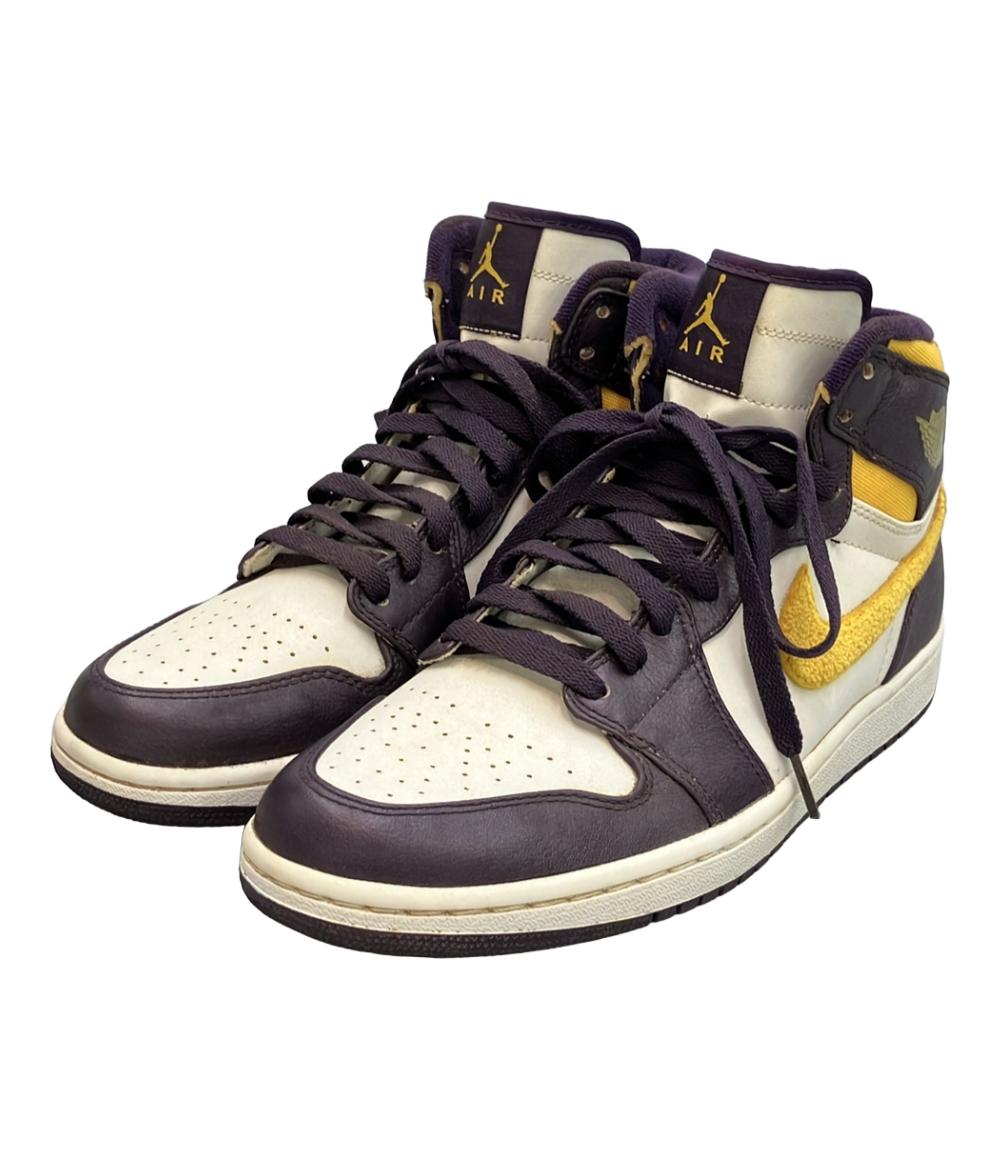 Air Jordan NIKE ハイカットスニーカー Grand Purple Varsity Maize エアジョーダン1 レトロ ハイ ストラップ 342132-571 メンズ SIZE 27.5 (L)