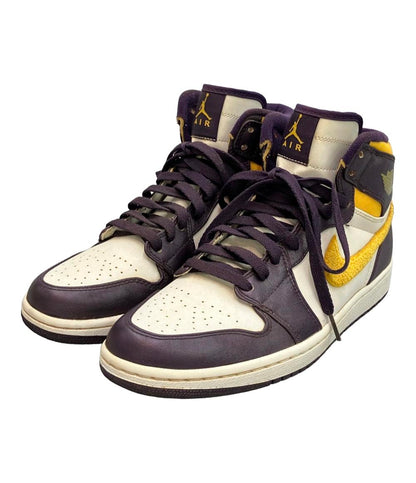 Air Jordan NIKE ハイカットスニーカー Grand Purple Varsity Maize エアジョーダン1 レトロ ハイ ストラップ 342132-571 メンズ SIZE 27.5 (L)