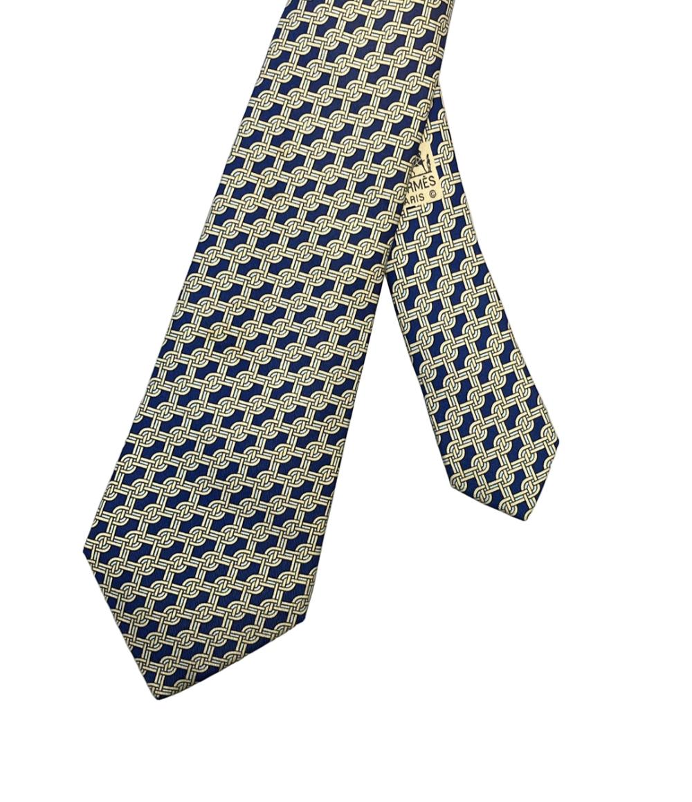 HERMES ネクタイ シルク 100% チェーン柄 7492 IA メンズ エルメス