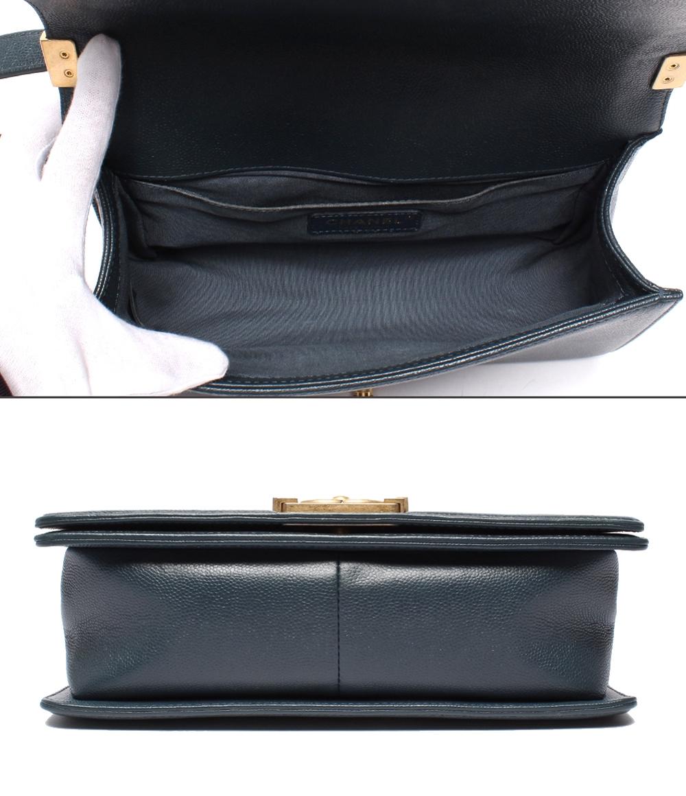 CHANEL チェーンショルダーバッグ ボーイシャネル25 ゴールド金具 Vステッチ キャビアスキン レディース シャネル