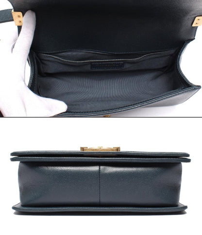 CHANEL チェーンショルダーバッグ ボーイシャネル25 ゴールド金具 Vステッチ キャビアスキン レディース シャネル