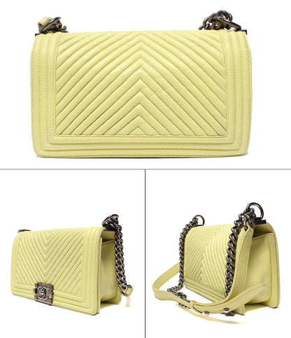 シャネル チェーンショルダーバッグ 肩掛け 斜め掛け ヴィンテージシルバー金具 Vステッチ ボーイシャネル レディース CHANEL