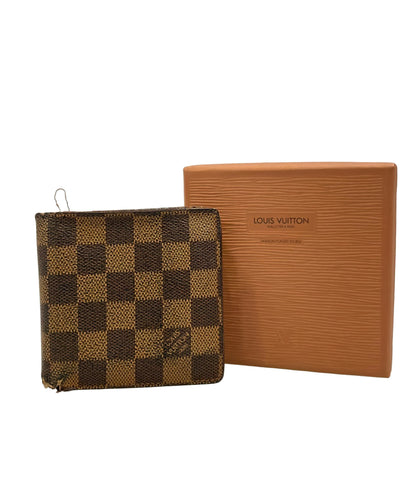 訳あり LOUIS VUITTON 二つ折り財布 ポルトフォイユ マルコ ダミエ エベヌ N61675 メンズ ルイ・ヴィトン
