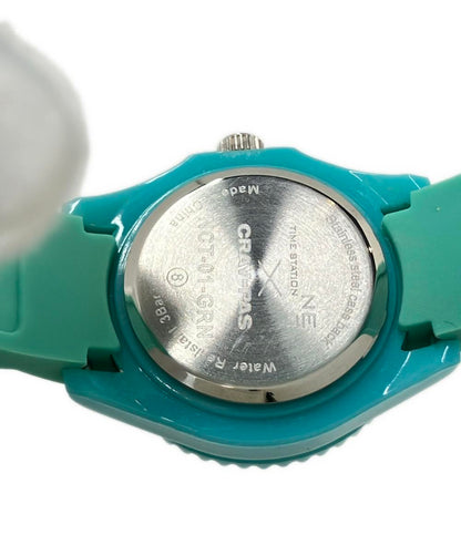 腕時計 クレパスコラボ クオーツ ホワイト NCT-01-GRN レディース タイムステーションNEO