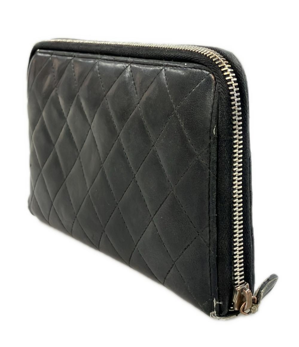 シャネル CHANEL ラウンドファスナー長財布 マトラッセ レディース