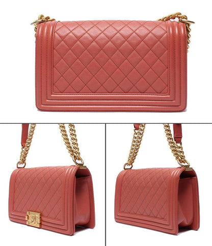 美品 CHANEL チェーンショルダーバッグ ゴールド金具 ラムスキン ボーイシャネル25 レディース シャネル