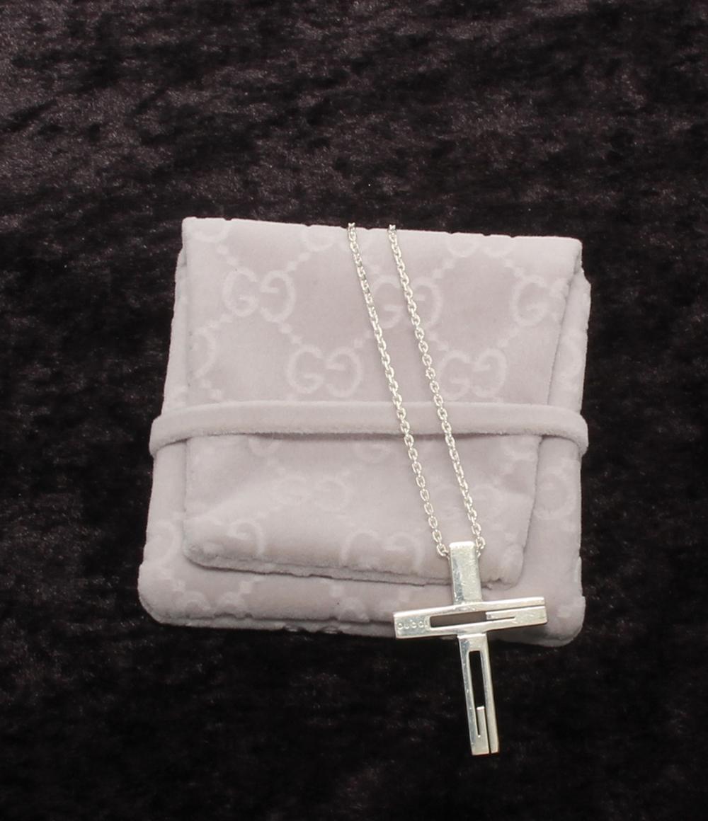 美品 GUCCI ネックレス SV925 カットアウトG クロスモチーフ ユニセックス グッチ