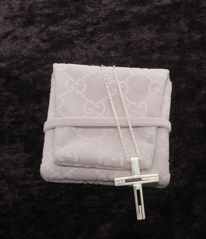 美品 GUCCI ネックレス SV925 カットアウトG クロスモチーフ ユニセックス グッチ