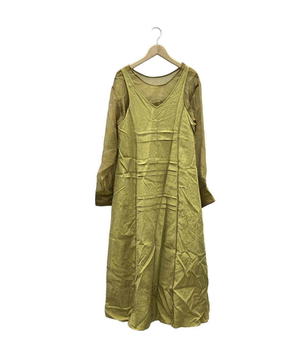 美品 レイビームス ナイロン切り替え長袖フレアロングワンピース レディース SIZE 0 (XS) Ray Beams