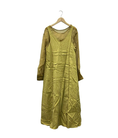 美品 レイビームス ナイロン切り替え長袖フレアロングワンピース レディース SIZE 0 (XS) Ray Beams