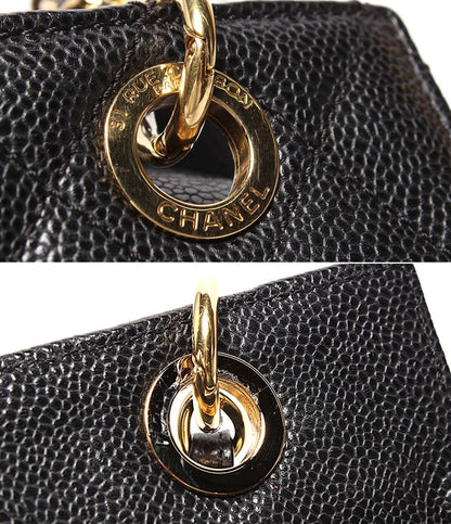 CHANEL チェーンショルダーバッグ 肩掛け ゴールド金具 マトラッセ キャビアスキン プチタイムレス PTT A18004 レディース シャネル
