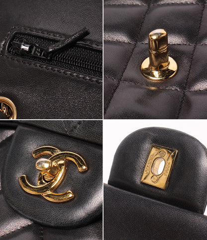 CHANEL チェーンショルダーバッグ 肩掛け ラムスキン ダブルフラップ ダブルチェーン ゴールド金具 マトラッセ レディース シャネル