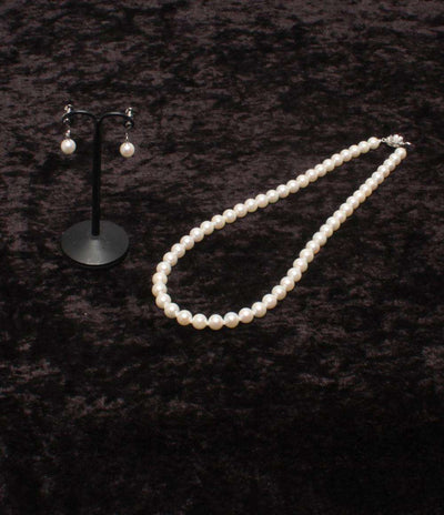 美品 ネックレス SV パール 7.0-7.5mm イヤリング SV パール 7.0mm 2点セット レディース