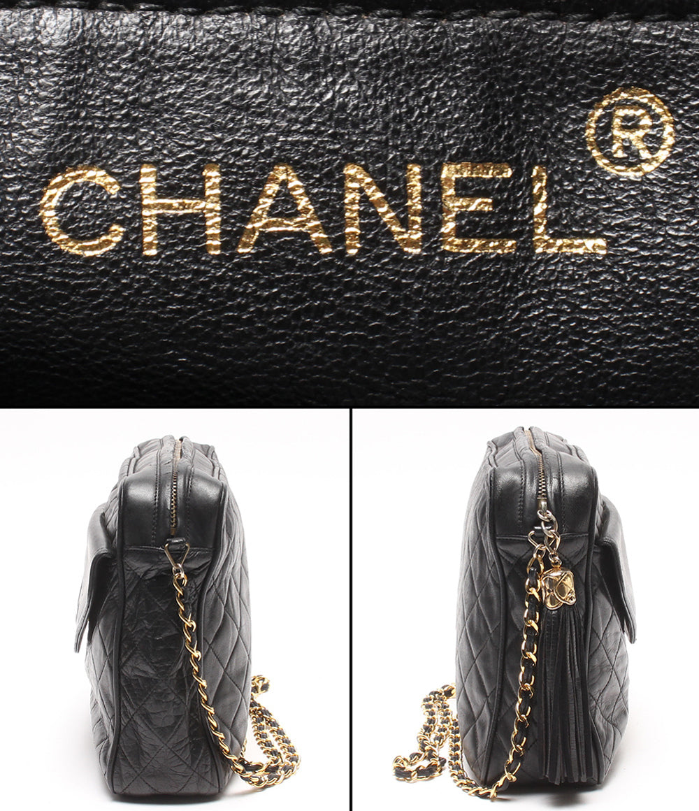 CHANEL チェーンショルダーバッグ 肩掛け 斜め掛け ラムスキン ゴールド金具 マトラッセ 1番台 レディース シャネル