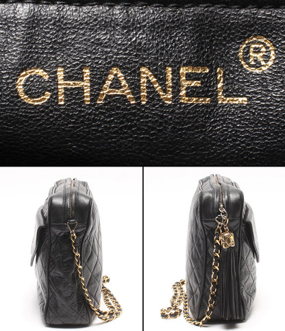 CHANEL チェーンショルダーバッグ 肩掛け 斜め掛け ラムスキン ゴールド金具 マトラッセ 1番台 レディース シャネル