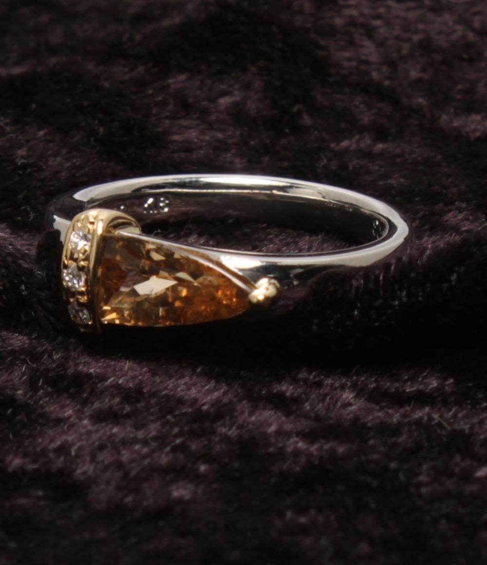美品 リング 指輪 K18 Pt900 トパーズ 1.29ct ダイヤ 0.03ct レディース SIZE 12号