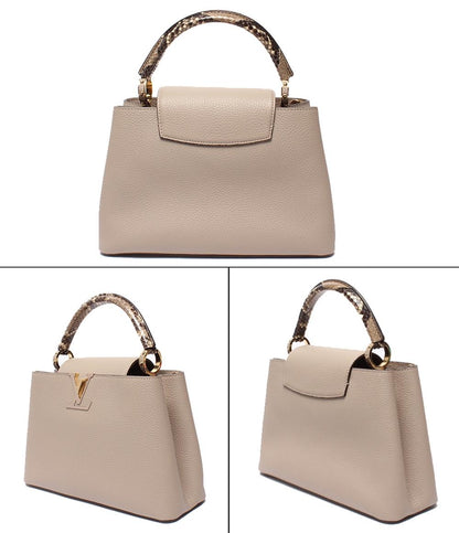 美品 LOUIS VUITTON 2wayハンドバッグ ショルダーバッグ 肩掛け 斜め掛け トリヨンレザー パイソン カプシーヌ MM N92802 レディース ルイ・ヴィトン