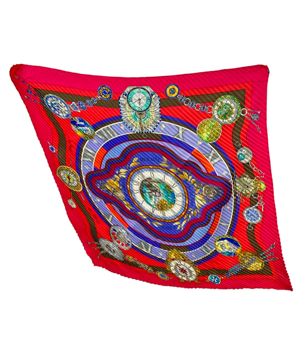 HERMES スカーフ シルク100% プリーツ カレ 90 時の輪舞 Parmi les fleurs je compte les heures レディース エルメス