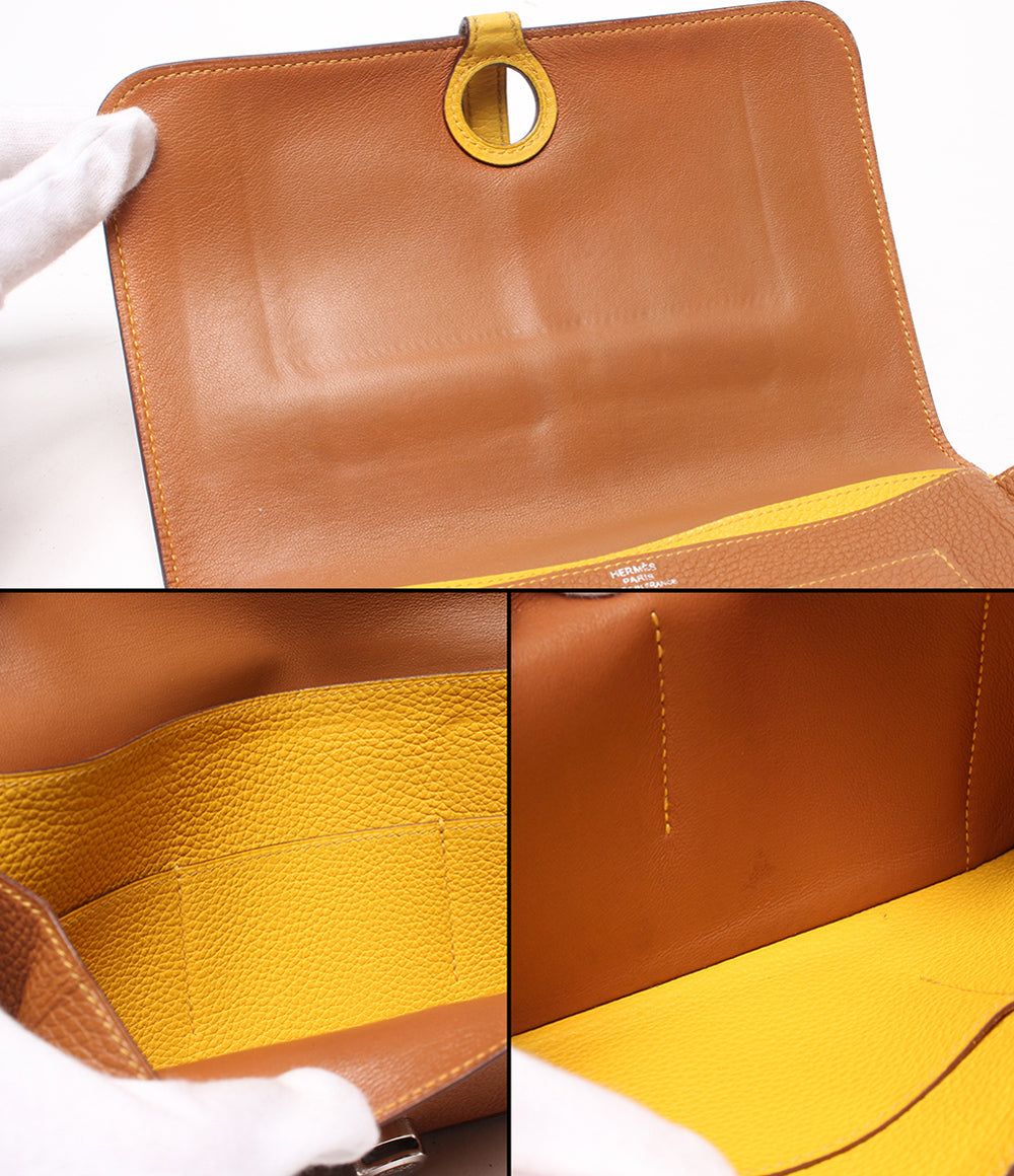 HERMES 長財布 □M刻印 シルバー金具 バイカラー ドゴンGM レディース エルメス