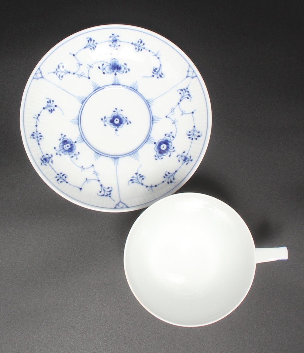 美品 Royal Copenhagen カップ＆ソーサー ブルーフルーテッド プレイン ロイヤルコペンハーゲン