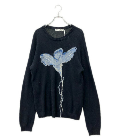 Christian Dior 長袖 エンジェルプリント カシミヤ ニット 7H24547AM004 レディース SIZE 46 (L) クリスチャンディオール
