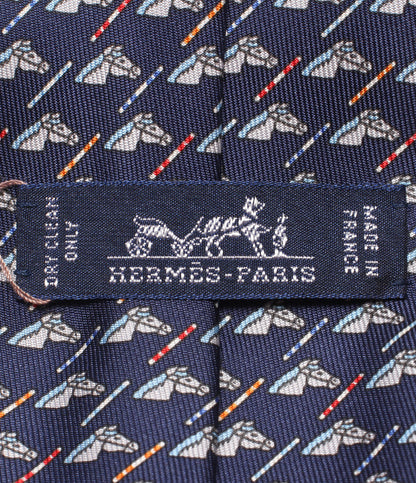 美品 HERMES ネクタイ シルク100％ 馬柄 メンズ エルメス
