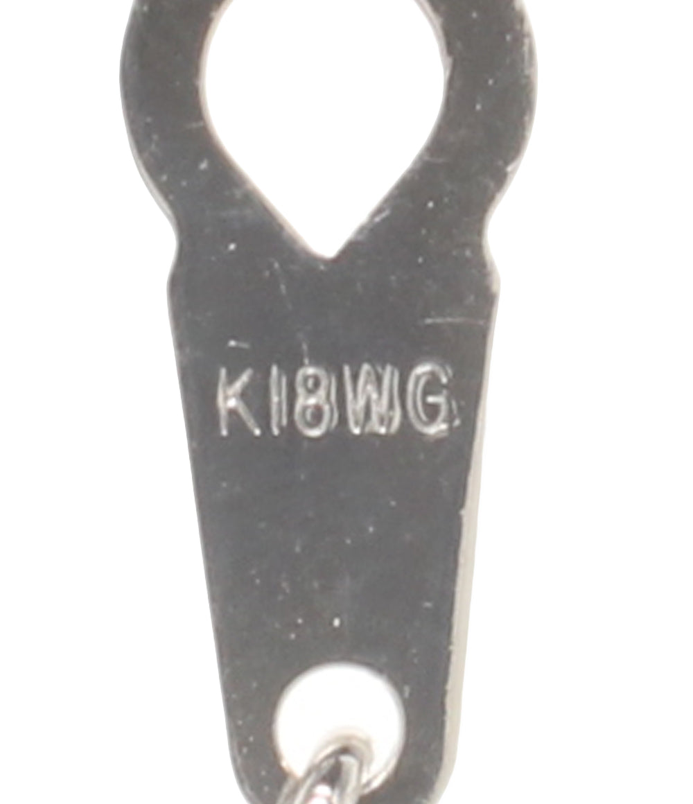美品 ネックレス K18WG パール9.0mm 9.8mm ダイヤ0.40ct レディース