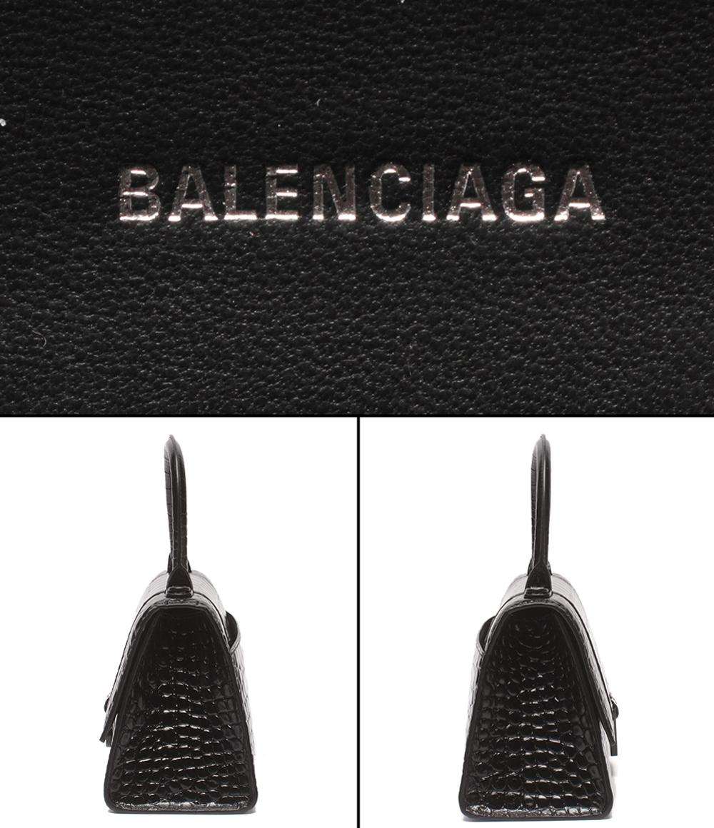 BALENCIAGA 2WAYハンドバッグ ショルダーバッグ クロコ型押し 肩掛け 斜め掛け アワーグラス レディース バレンシアガ