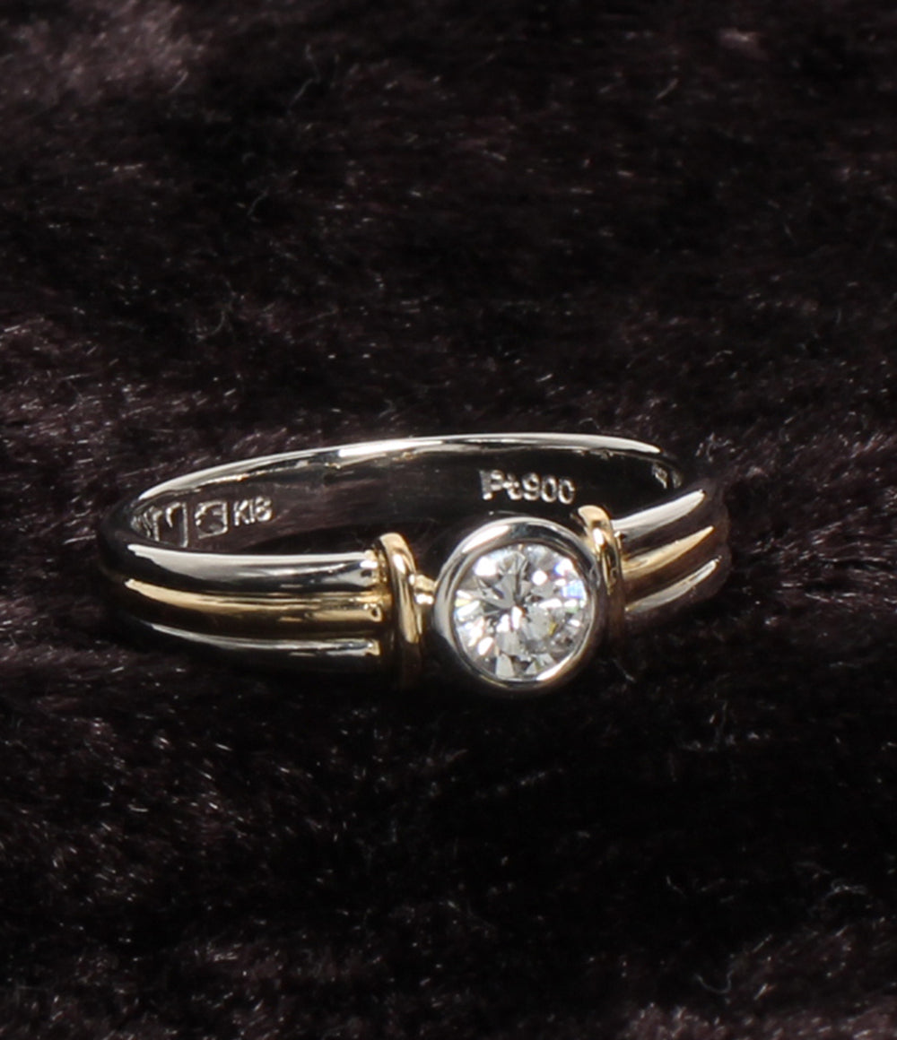 美品 NINA RICCI リング 指輪 K18 Pt900 ダイヤ 0.25ct レディース SIZE 9号 ニナリッチ