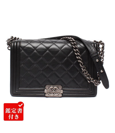 CHANEL チェーンショルダーバッグ 肩掛け ヴィンテージシルバー金具 スムースレザー 19番台 レディース シャネル