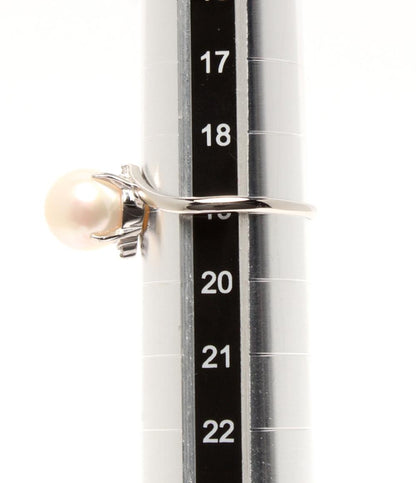 美品 リング 指輪 Pt900 パール 8.5mm ダイヤ 0.02ct レディース SIZE 19号
