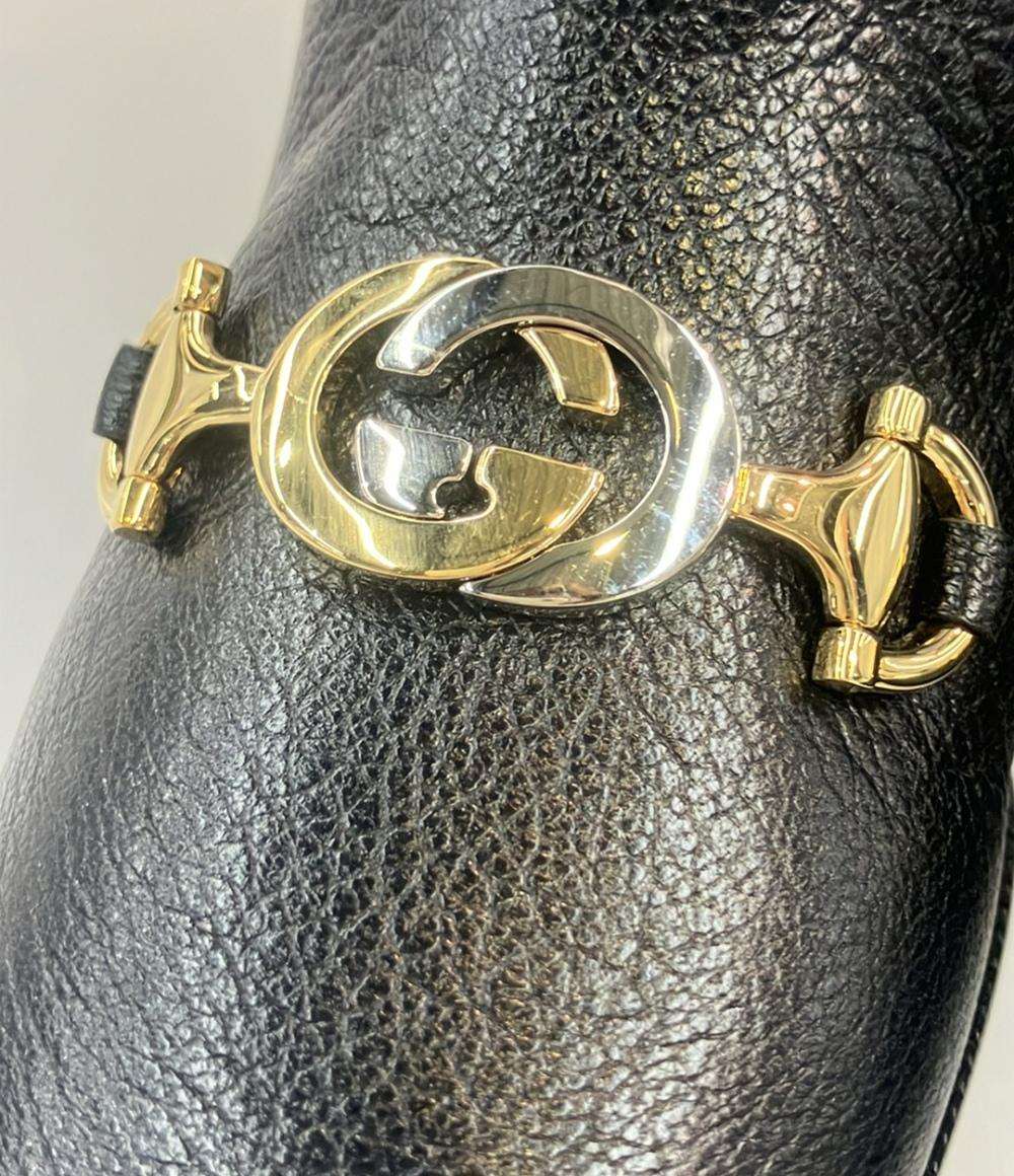 美品 GUCCI ロングブーツ ホースビット チェック柄 サイドジップ レディース SIZE 35 1/2 グッチ
