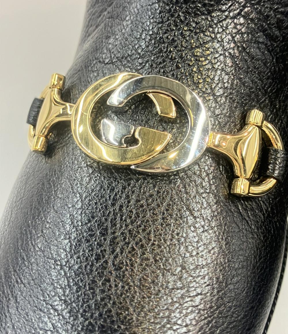 美品 GUCCI ロングブーツ ホースビット チェック柄 サイドジップ レディース SIZE 35 1/2 グッチ