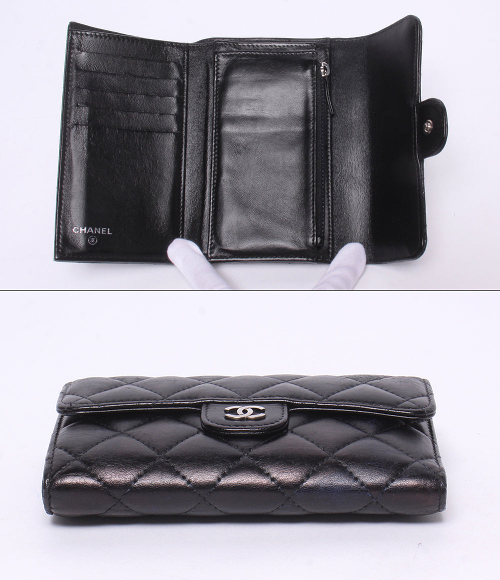 CHANEL 三つ折り財布 シルバー金具 26番台 マトラッセ レディース シャネル