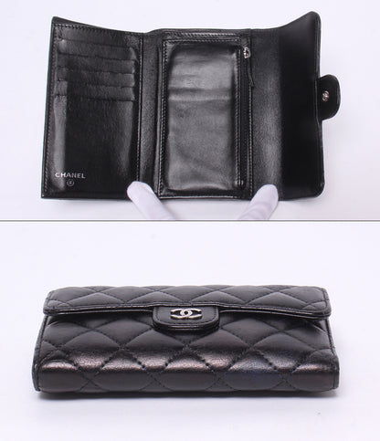 CHANEL 三つ折り財布 シルバー金具 26番台 マトラッセ レディース シャネル