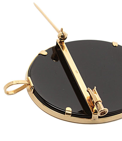 美品 ブローチ ペンダントトップ K18 ストーンカメオ レディース