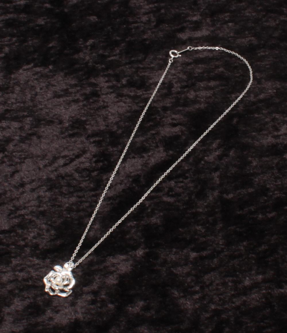 美品 ミキモト ネックレス SV パール 3mm フラワーモチーフ レディース MIKIMOTO