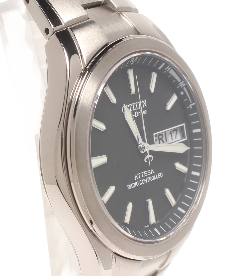 美品 CITIZEN 腕時計 ソーラー電波 アテッサ ATTESA ソーラー ブラック H100-T010431 メンズ シチズン