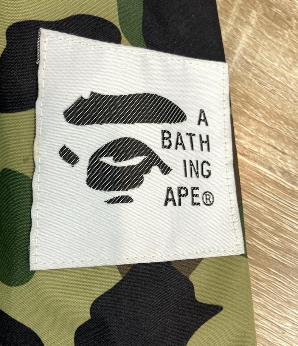 A BATHING APE ナイロンジャケット カモフラージュ柄 ブラック 猿顔ロゴ リバーシブル 17SS 1ST CAMO HOODIE JACKET 001LJD801002X メンズ SIZE M