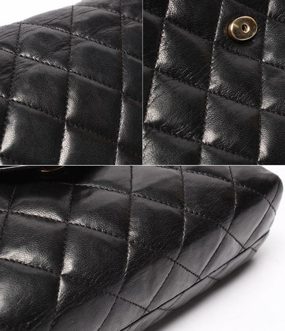 CHANEL チェーンショルダーバッグ シングルチェーン シングルフラップ ゴールド金具 ラムスキン 0番台 マトラッセ レディース シャネル